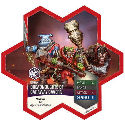 Heroscape Dreadnoughts of Caraway Cavern army expansion with 4 unpainted miniatures and stat cards