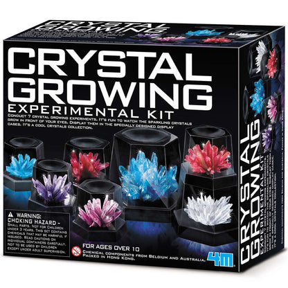4M Crystal Growing Kit with 7 colorful crystals in blue, pink, purple and white display cases