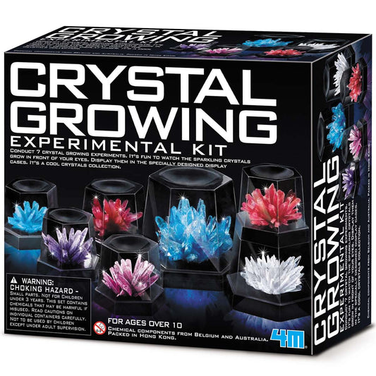 4M Crystal Growing Kit with 7 colorful crystals in blue, pink, purple and white display cases
