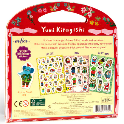 Yumi Kitagishi Cat's Apartment Sticker Book with 200+ stickers in red packaging