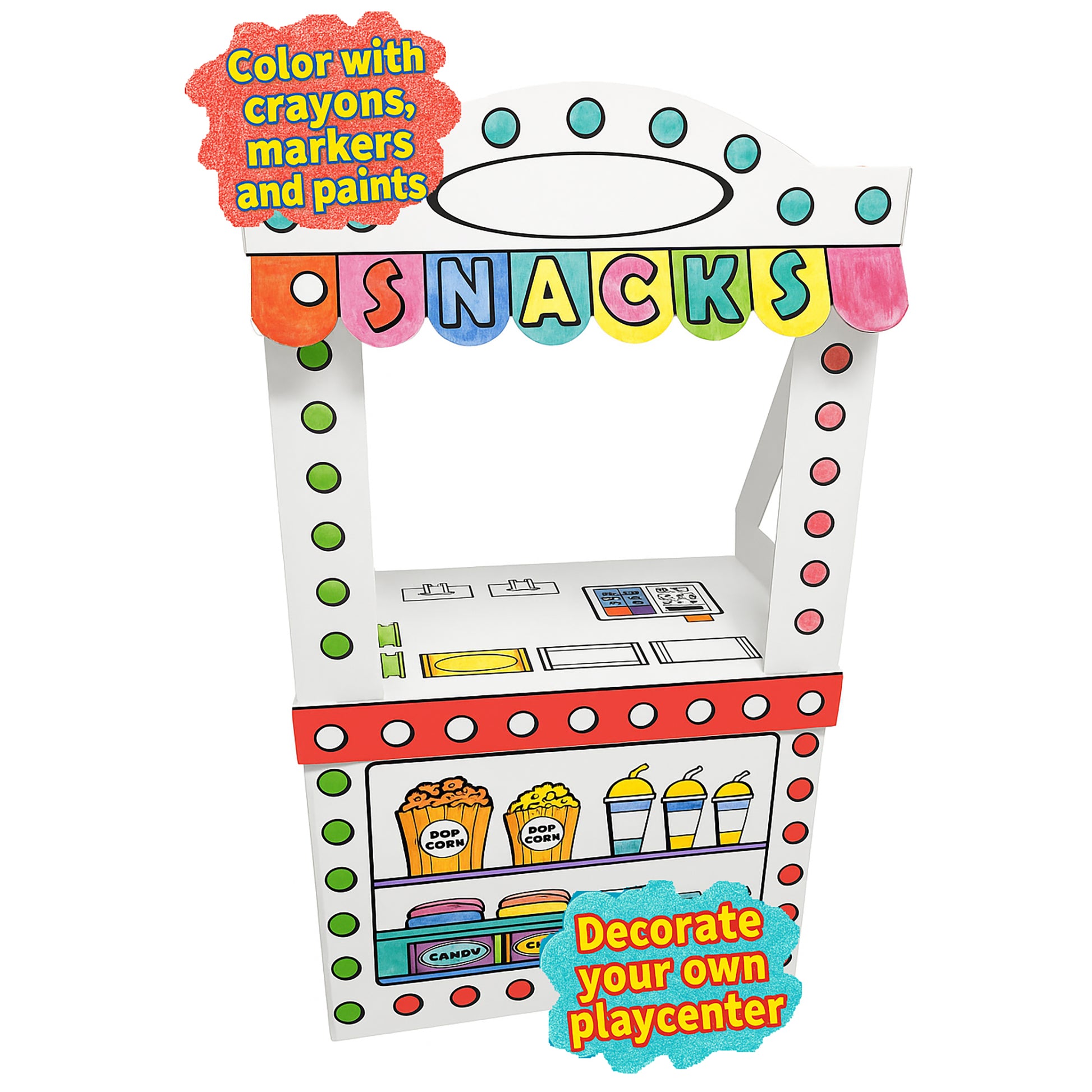 Easy Playhouse Snack Stand colorable toy with crayons, markers and paints
