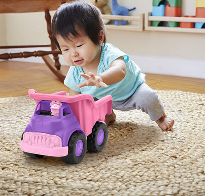 Green Toys Disney Minnie Mouse pink dump truck toy with purple wheels