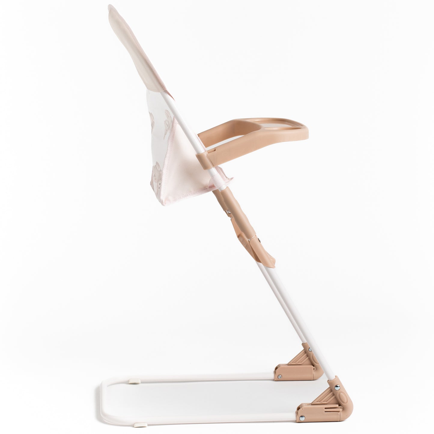 Roma Teddy High Chair in beige and white with canopy