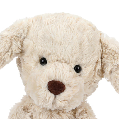 MCHUGS Madeline Cute Pet Plush Stuffed Animal, cream-colored dog with brown nose and black eyes