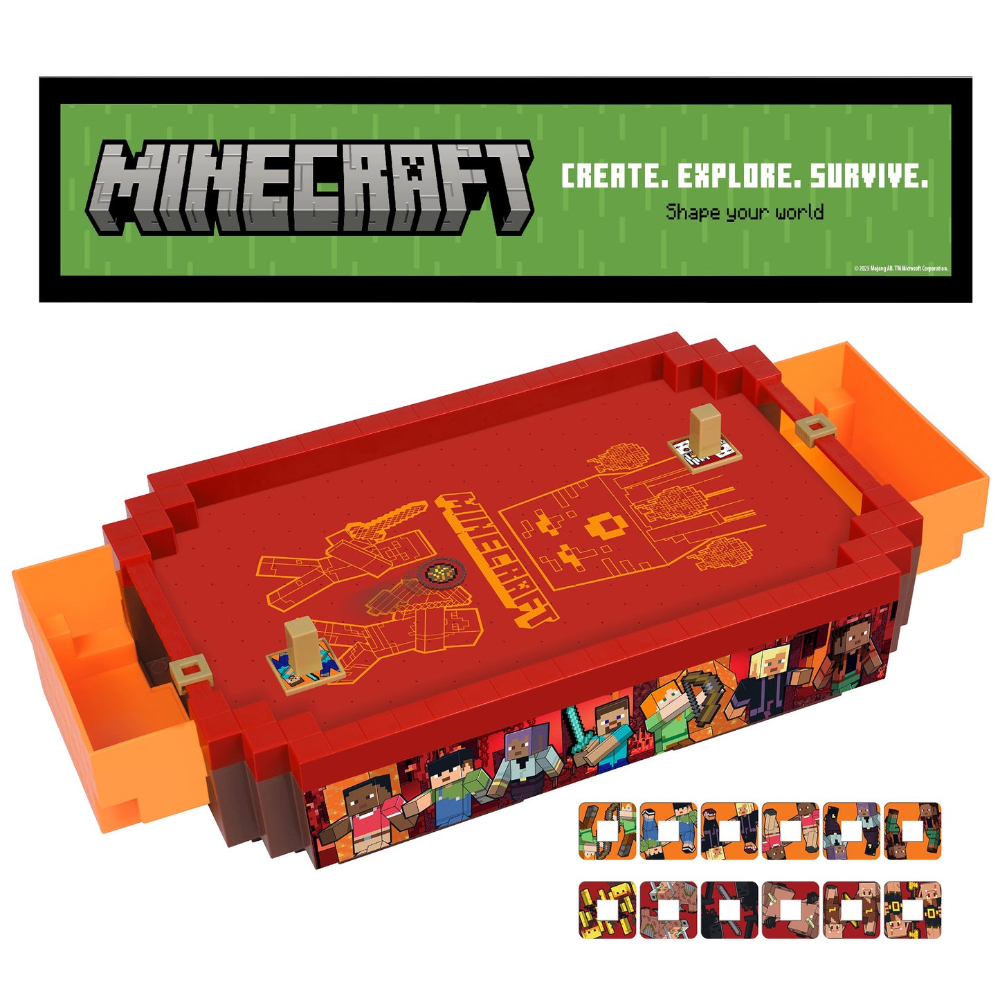 Minecraft Arcade Air Hockey Nether set with red table and orange sides