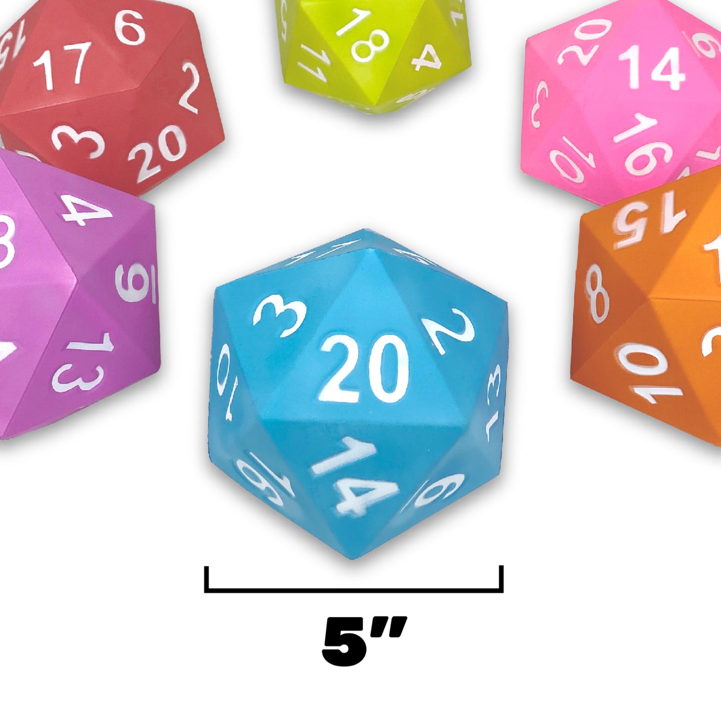 KESS Giant D20 Foam Dice 5 inch red blue pink purple orange polyhedral dice set