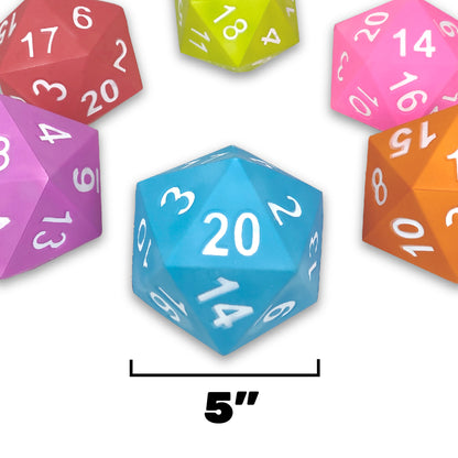 KESS Giant D20 Foam Dice 5 inch red blue pink purple orange polyhedral dice set
