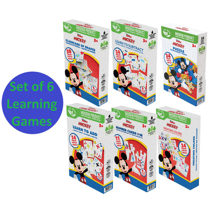 Disney Mickey Set of 6 Learning Games wooden educational toys for children ages 3+