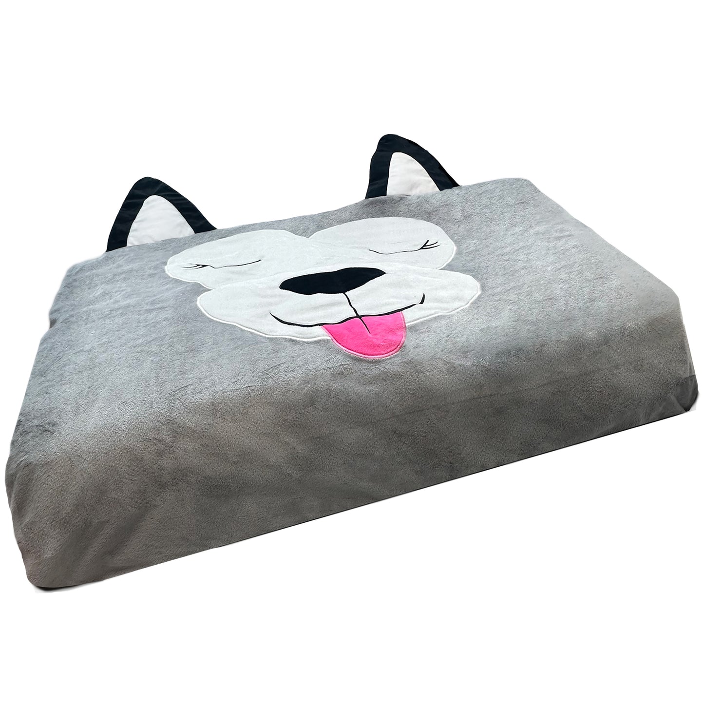 Pet Bed In A Box Slipcover Hutch Gray Dog Small 24x18 with cat ears handles