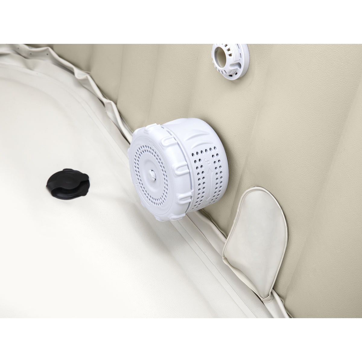 PureSpa Chevron Deluxe Hot Tub white jets and controls on beige interior