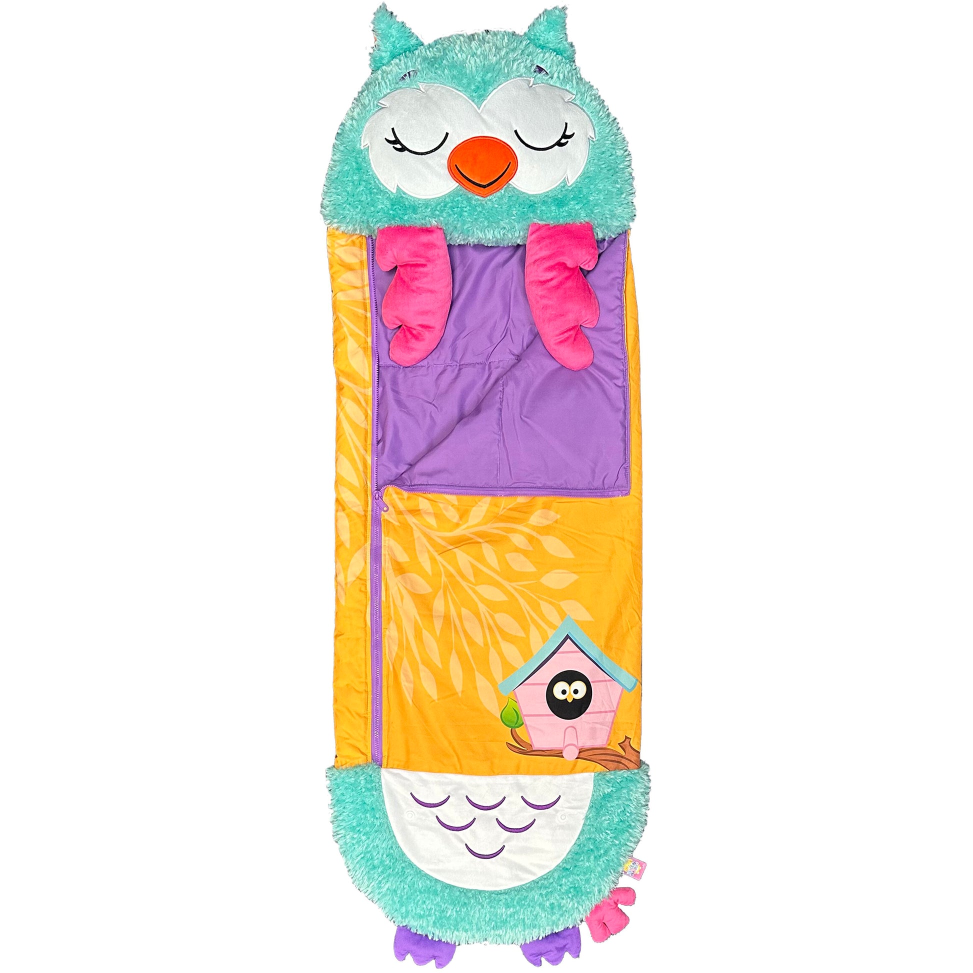 Happy Nappers Large Green Owl 2-in-1 Pillow Sleepy Sack Plush Toy