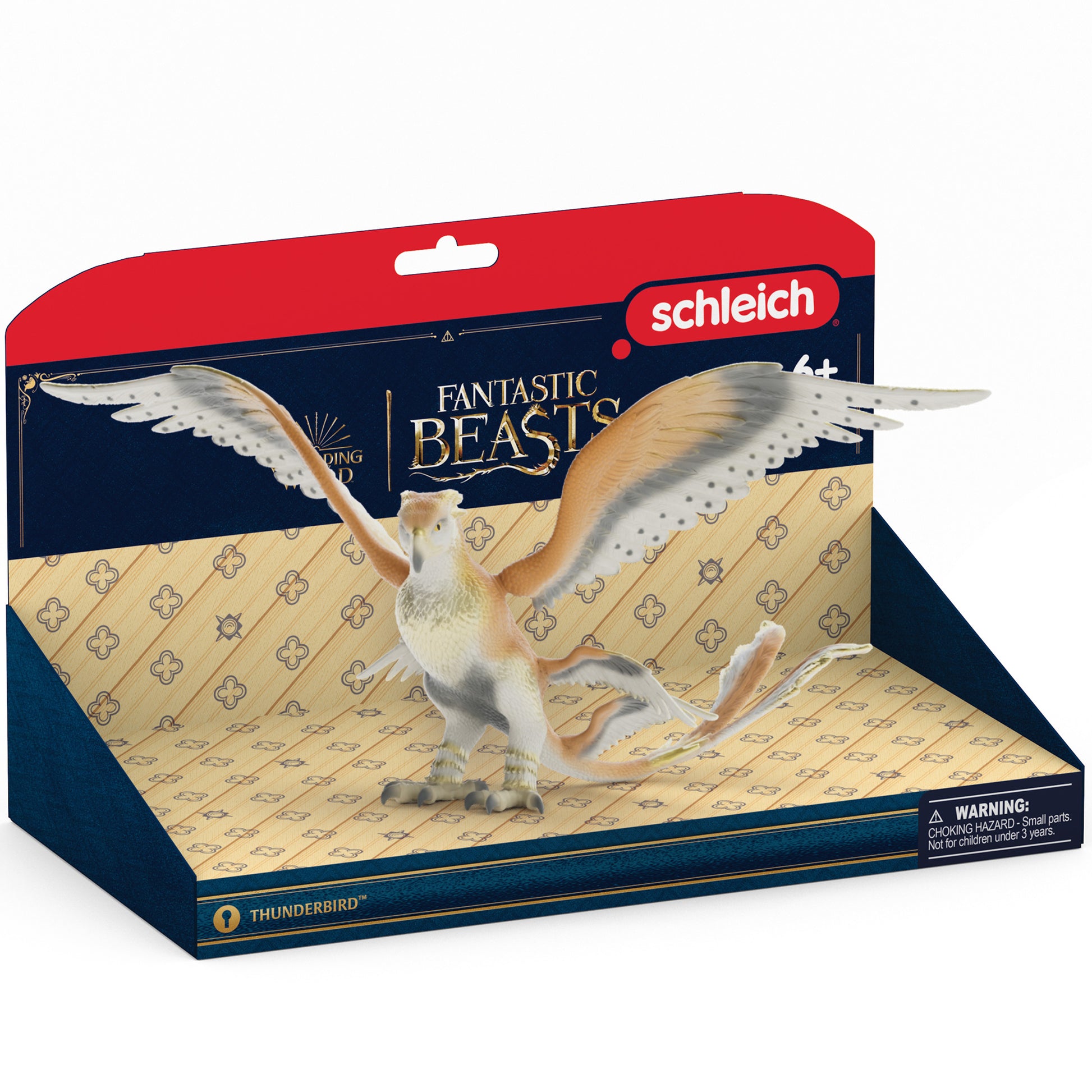 Schleich Fantastic Beasts Thunderbird figure with white and tan wings in display box