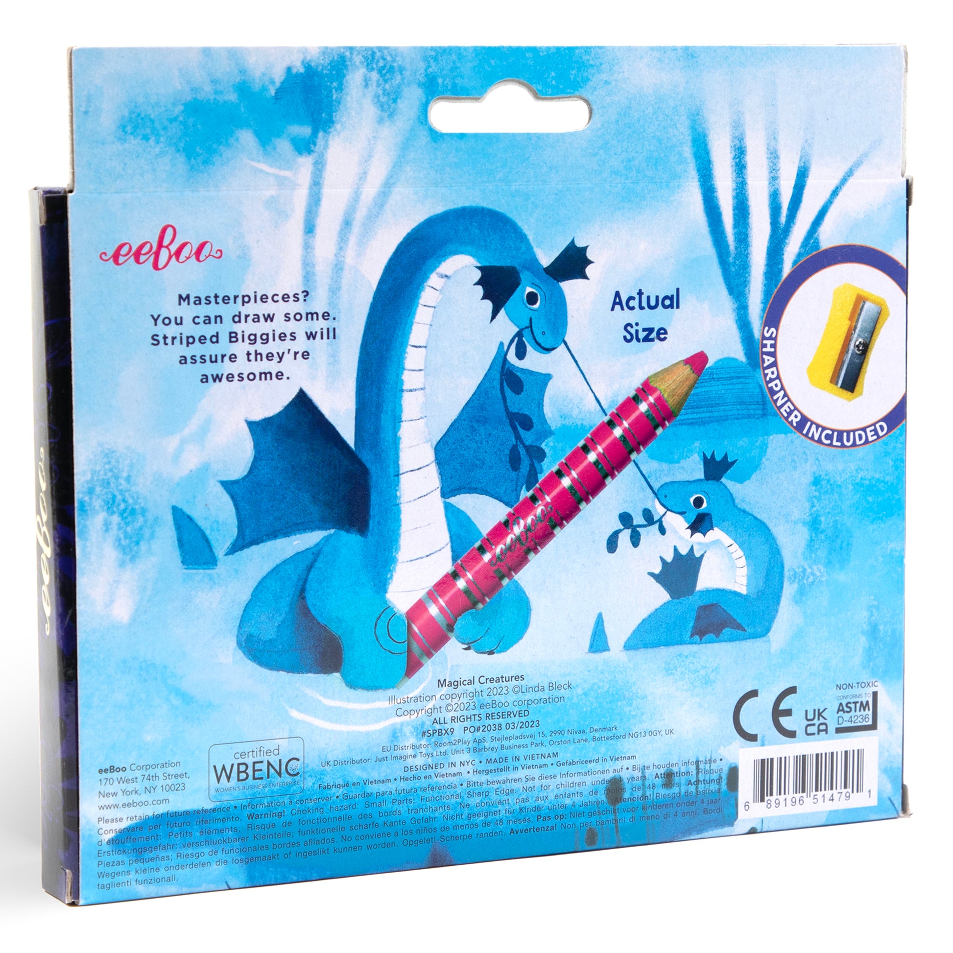 Biggies Color Pencils Magical Creatures 12pc set with sharpener, blue packaging