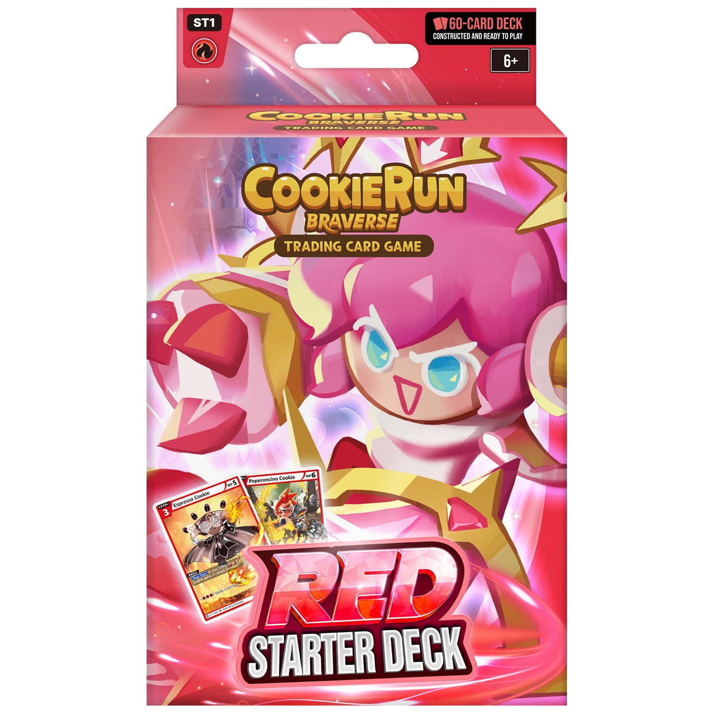 CookieRun Braverse Red Starter Deck TCG - 60 card trading card game set with pink packaging