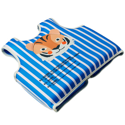Float Vest 3-6 Tino the Tiger blue and white striped swimming safety vest