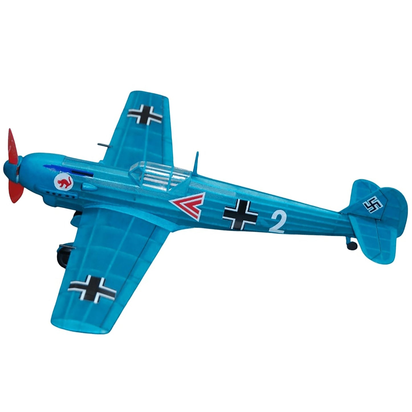 Flying Model Kit: Messerschmitt BF-109 blue aircraft toy with German cross markings