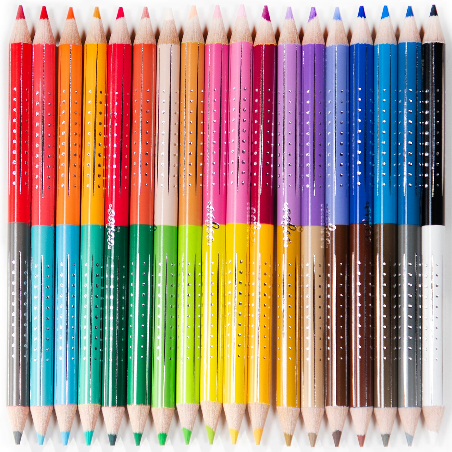 Watercolor Pencils Rainbow 18pc set with dual-tip colored pencils in vibrant colors