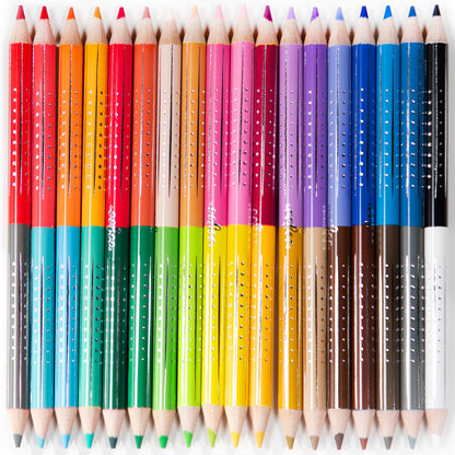 Watercolor Pencils Rainbow 18pc set with dual-tip colored pencils in vibrant colors