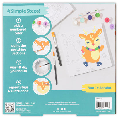 LYB Reindeer Paint-By-Number Kit with numbered colors, paintbrushes, and colorful reindeer design