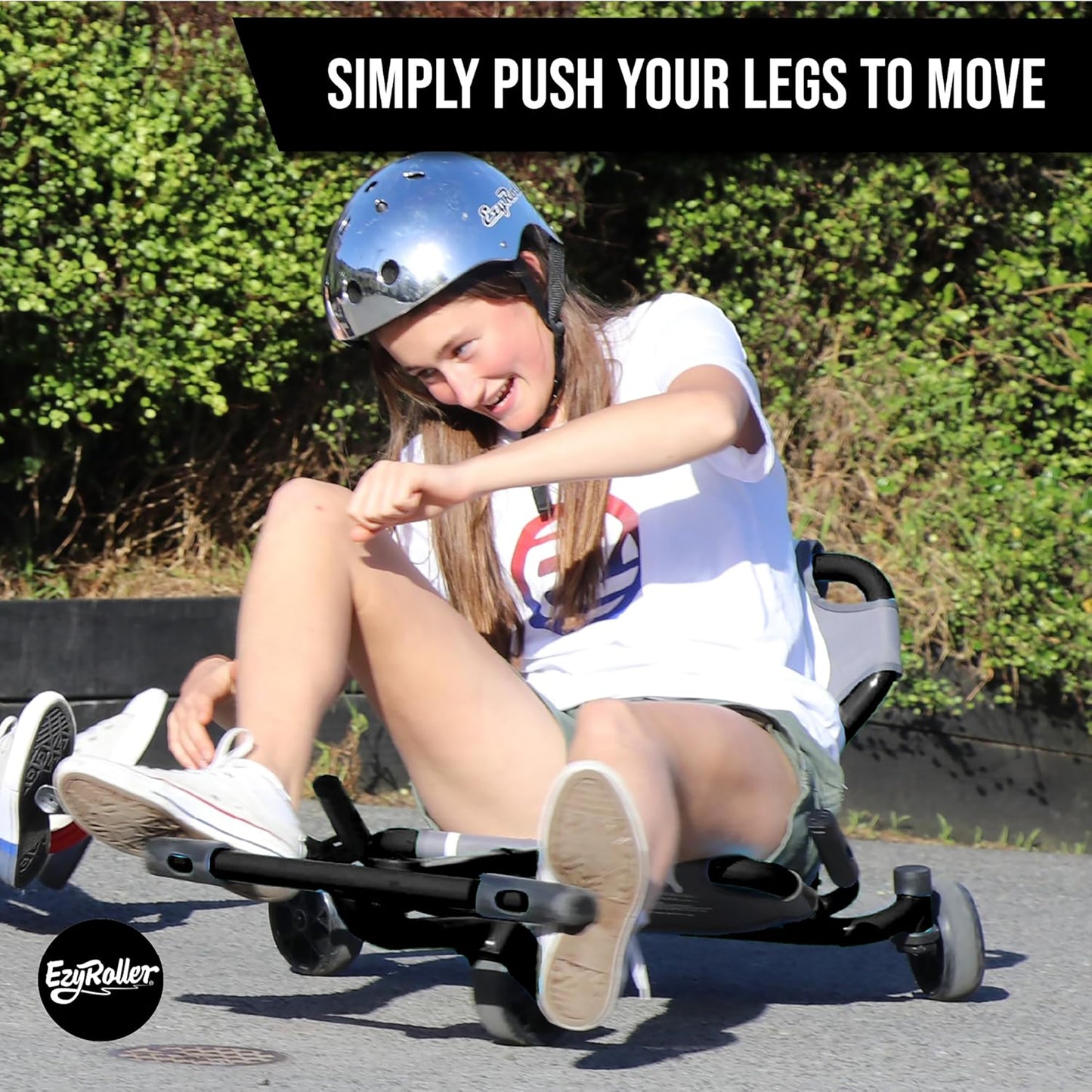 EzyRoller Drifter Pro X Black Magic ride-on toy with child