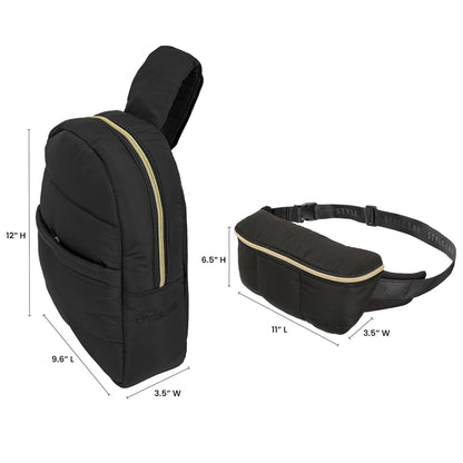 Style.Lab Bekah Puffer Feather-Light Dual Bag Set - Black