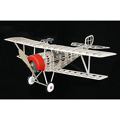 Guillow's Nieuport II WWI Fighter balsa wood model kit with red engine and white wings