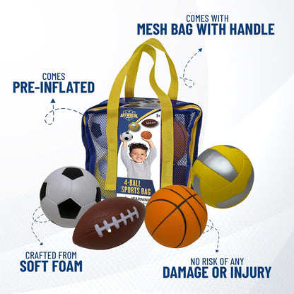 Anywhere Sports Mini Foam Balls 4-Pack Play Set for Kids 3+
