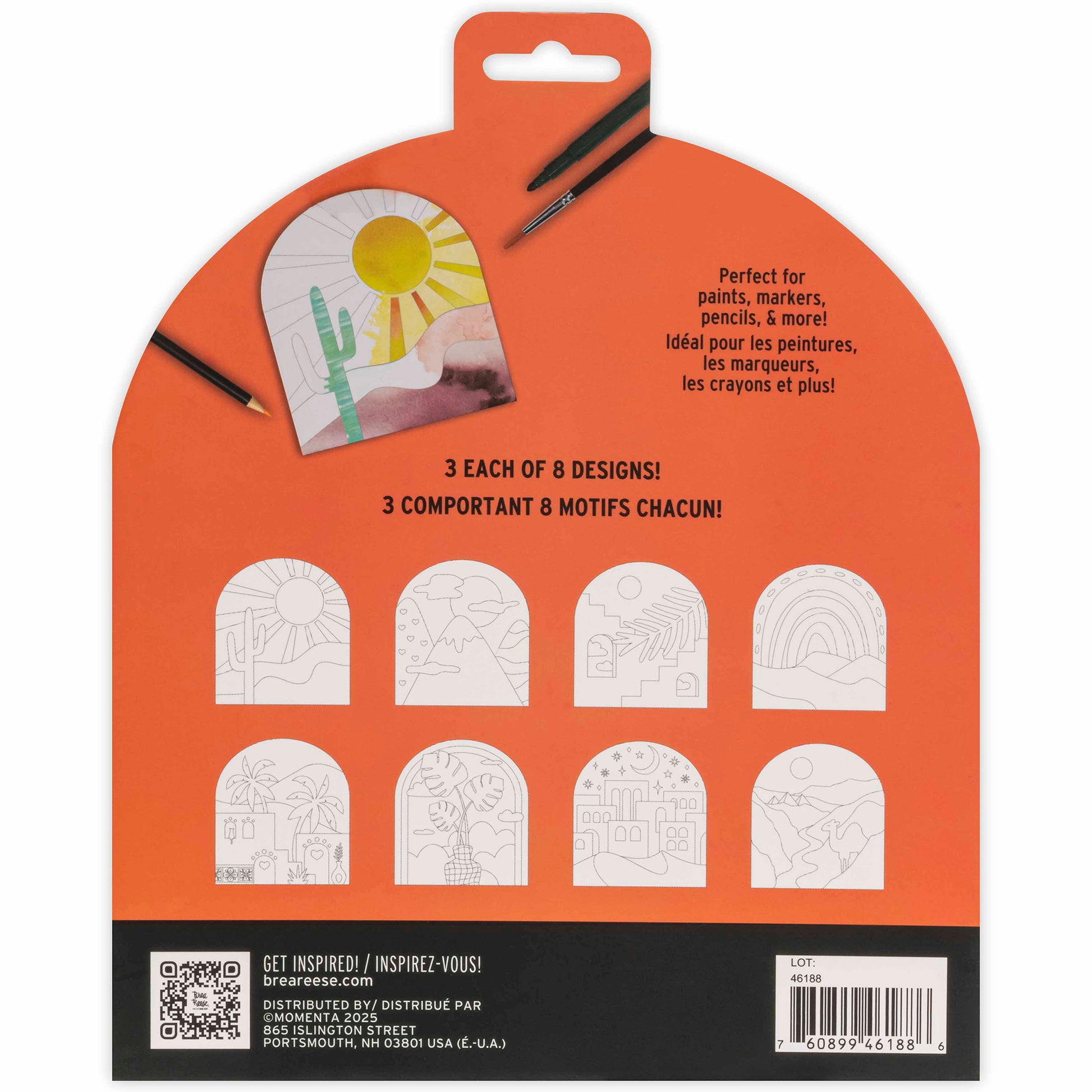 Mixed Media Coloring Pad: Boho with 8 designs in orange house-shaped packaging