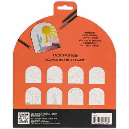 Mixed Media Coloring Pad: Boho with 8 designs in orange house-shaped packaging