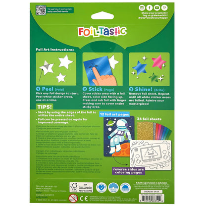 OOLY Gadgets & Gizmos Foil Art Coloring Set - 12 Double-Sided Pages, for Kids 6+