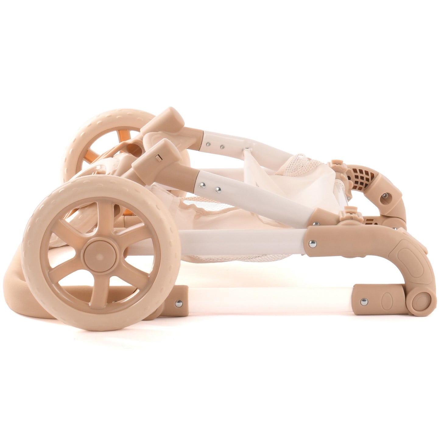 Roma Teddy Single Doll Pram in cream with large wheels and handles