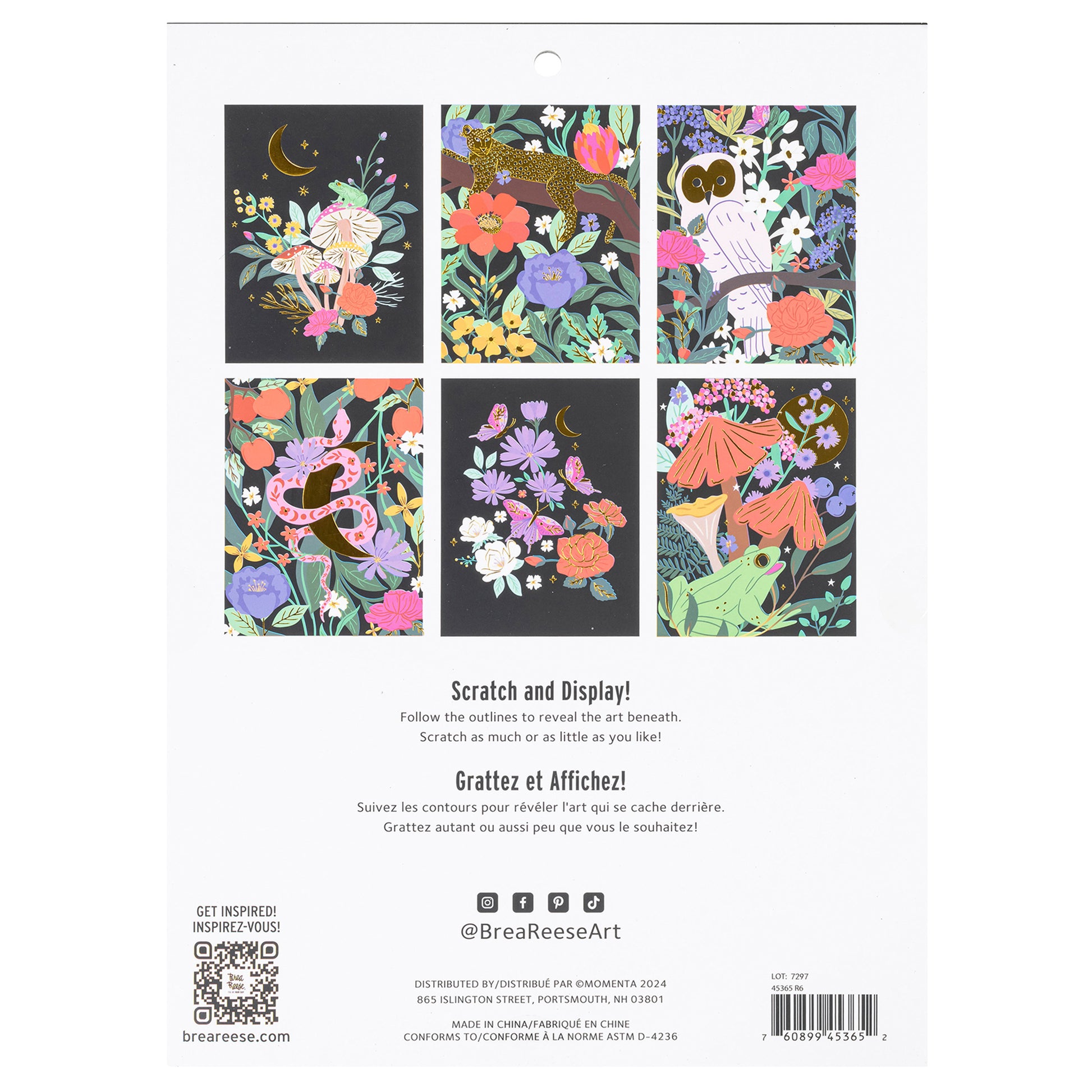 Scratch Art Kit: Mythical Animals with colorful floral designs and dark scratch-off panels