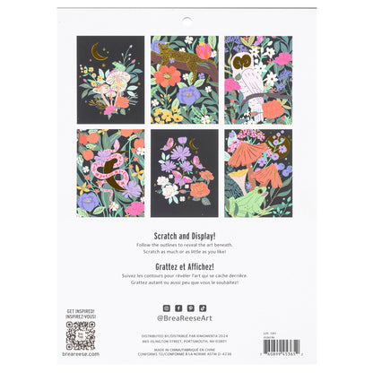 Scratch Art Kit: Mythical Animals with colorful floral designs and dark scratch-off panels