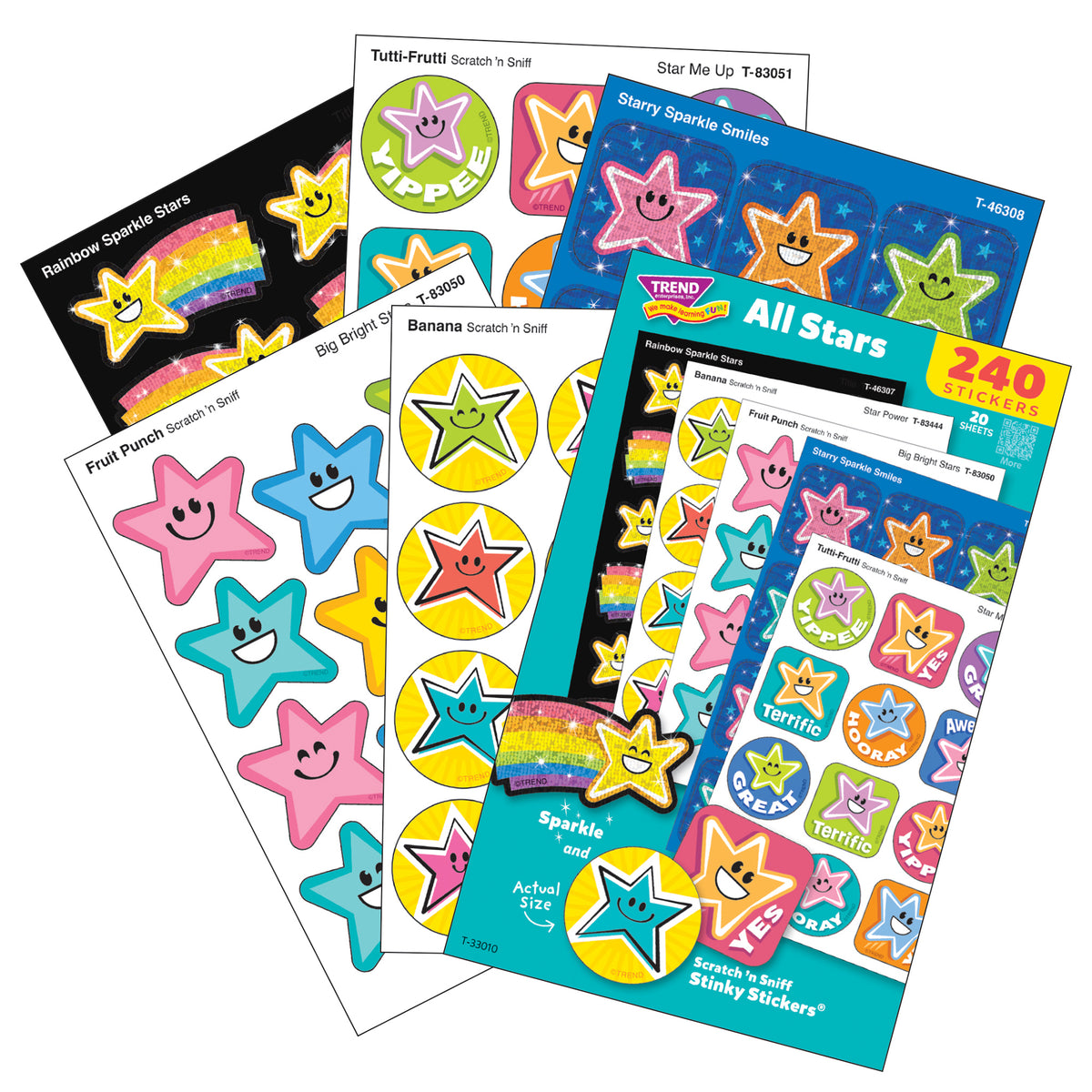 TREND Scratch 'N Sniff All Stars – 240ct Scented Stickers, Star Celebration Pack