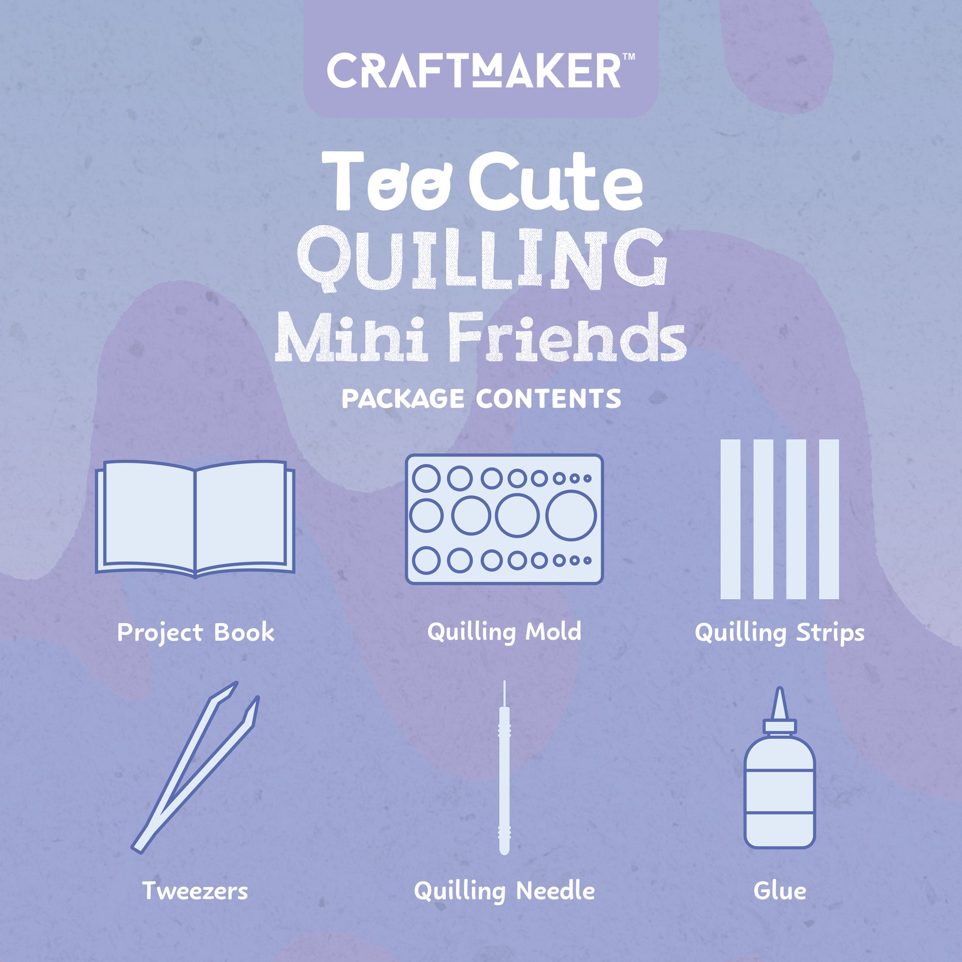 Craft Maker Too Cute Quilling Mini Friends craft kit with mold, strips, and tools