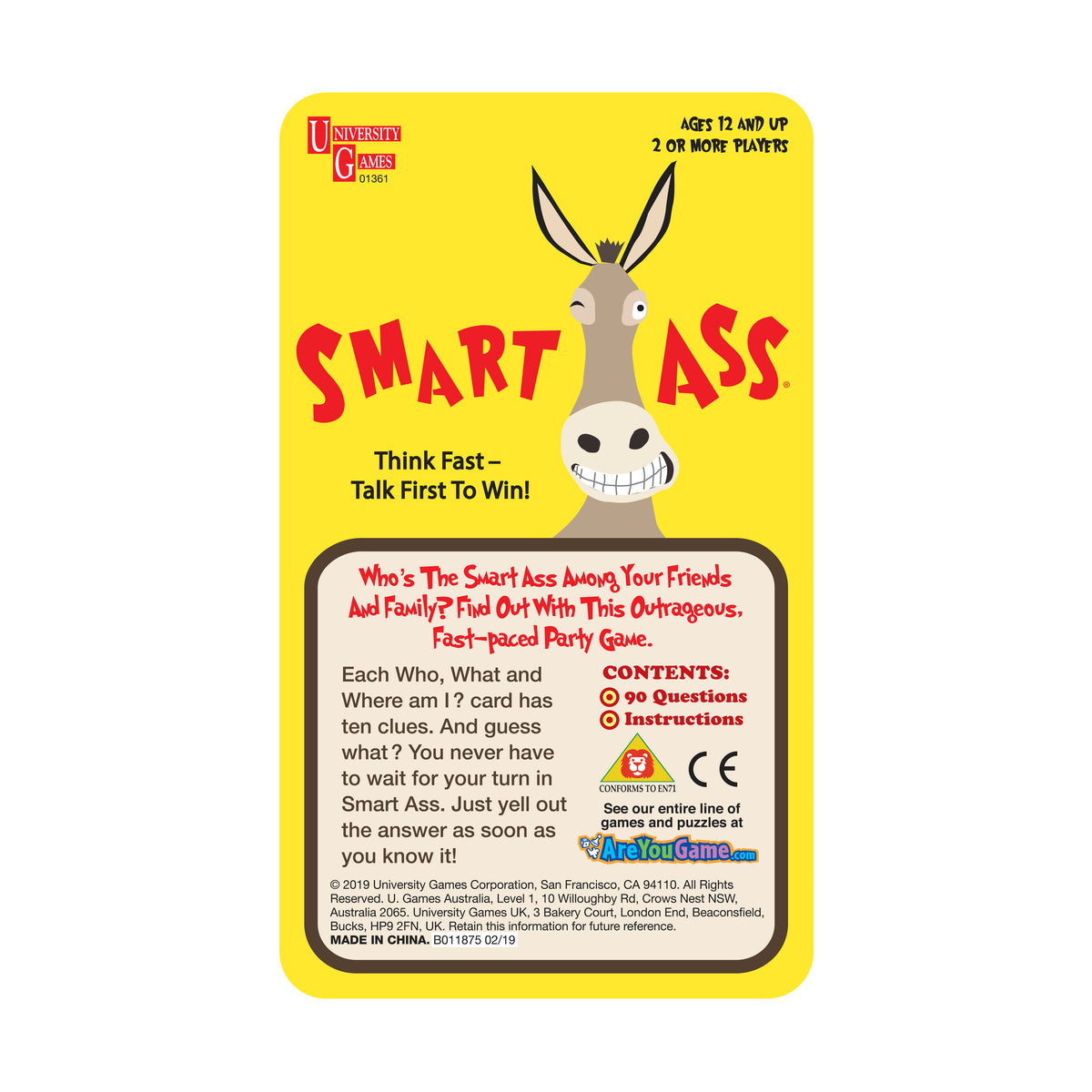 Smart Ass Quick-Fire Party Card Game and Booster Set