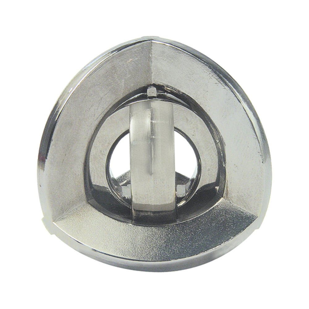 Hanayama Level 5 Cast Puzzle - Equa, a silver metal interlocking puzzle with geometric shaped pieces