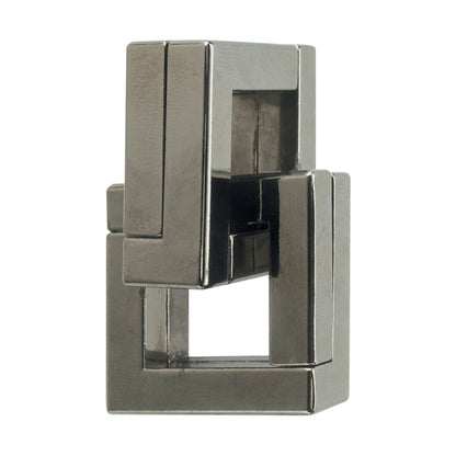 Hanayama Level 6 Cast Puzzle - Quartet Challenge, interlocking metal puzzle pieces in silver-gray finish on plain background