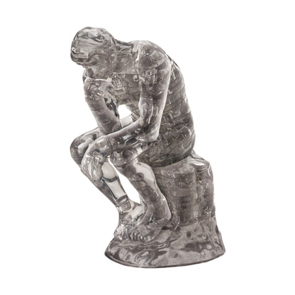 3D Crystal Puzzle - The Thinker, 43 pieces, clear acrylic figure in seated contemplative pose on textured base