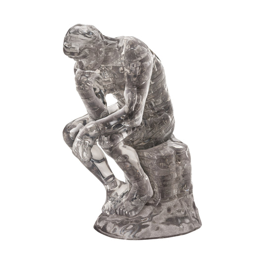 3D Crystal Puzzle - The Thinker, 43 pieces, clear acrylic figure in seated contemplative pose on textured base