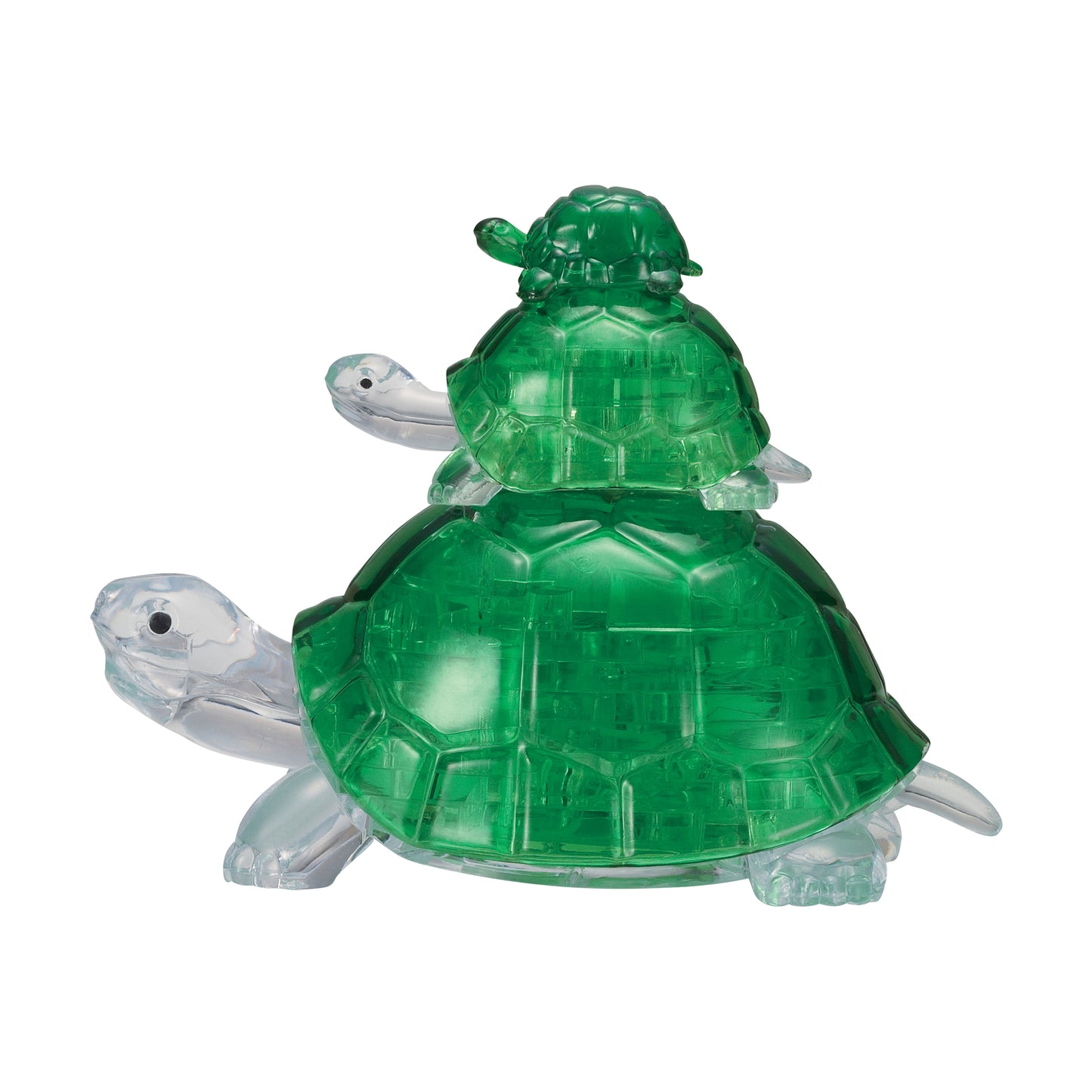 3D Crystal Puzzle - Turtles in translucent green, showing stacked turtle pieces on plain background