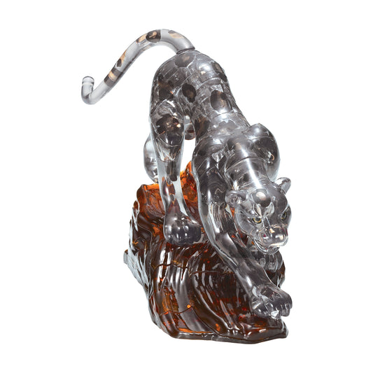 Enigmatic Black Panther 3D Crystal Puzzle, 39 pieces, clear and amber colored interlocking pieces