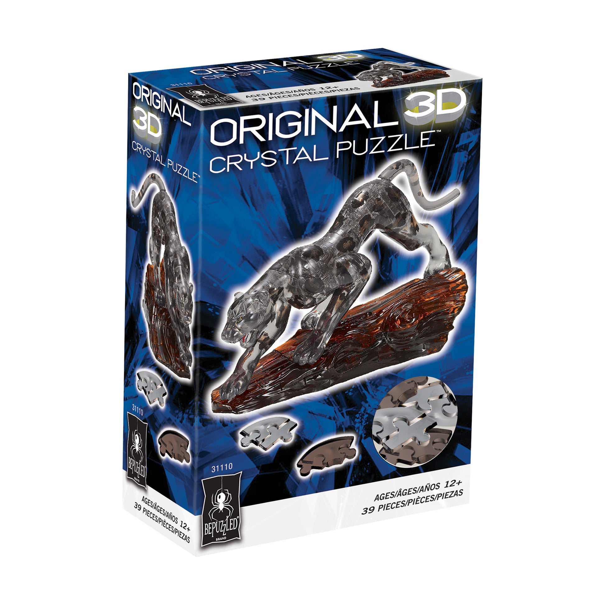 Enigmatic Black Panther 3D Crystal Puzzle - 39 pieces with clear and dark pieces