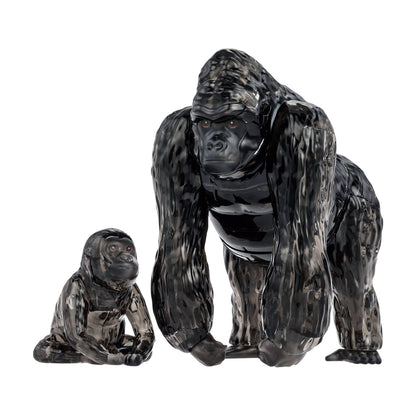 3D Crystal Puzzle - Gorilla and Baby in black, showing assembled adult gorilla figure next to smaller baby gorilla figure