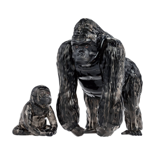 3D Crystal Puzzle - Gorilla and Baby in black, showing assembled adult gorilla figure next to smaller baby gorilla figure