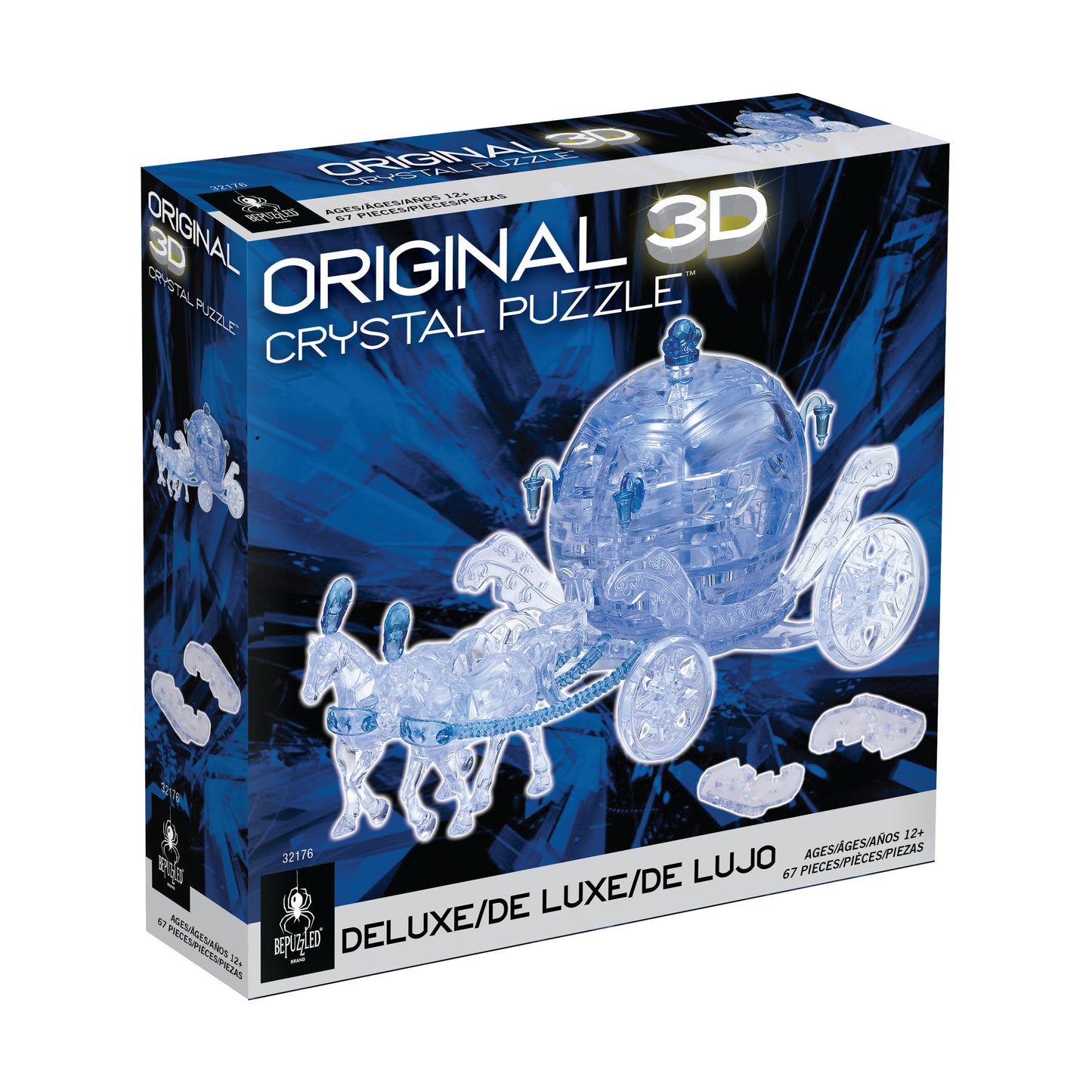 Majestic Blue Royal Carriage 3D Crystal Puzzle - 67 Pieces