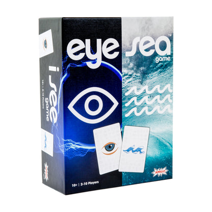 Eye Sea Game box featuring blue eye design, card game for 2-10 players ages 10+