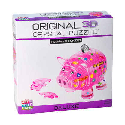 Deluxe Crystal Piggy Bank Kit - Hot Pink, 93 Piece 3D Puzzle
