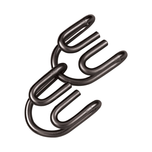 Hanayama Level 5 Cast Puzzle - Devil, interlocking black metal rings on plain background