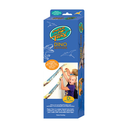 Paper Trax Dino Edition blue race track starter pack with dinosaur designs and foam tape